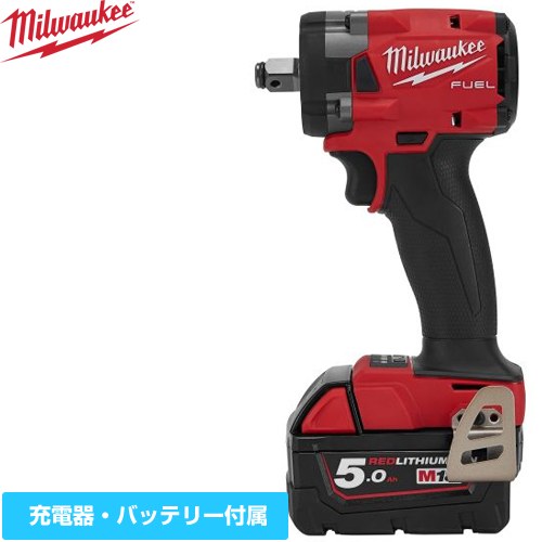 ミルウォーキー 工具 M18 FUEL 1/2インチ 339Nm インパクトレンチ 長さ127mm  充電器・バッテリー2個付 【メーカー保証のみ】 ≪M18-FIW212-502X-JP≫