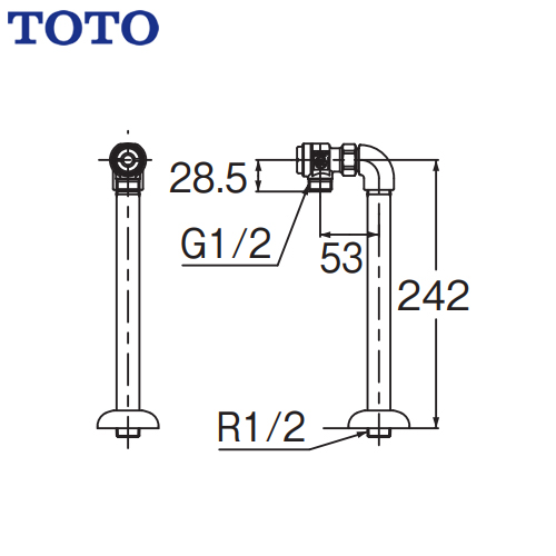 TOTO 電気温水器部材 アングル形止水栓（フィルター付き） 床給水用 ≪TL347C1R≫